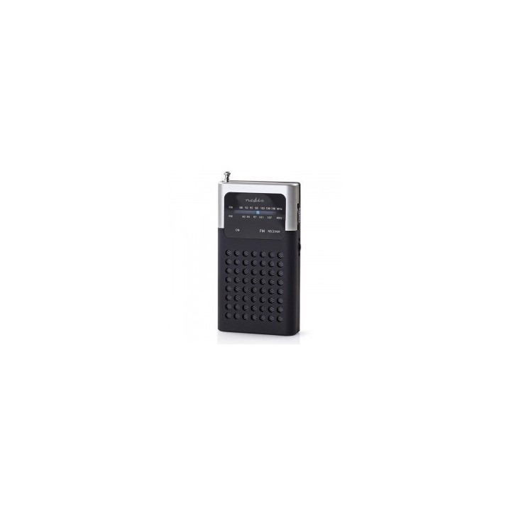 Mini portable FM radio, black/gray NEDIS